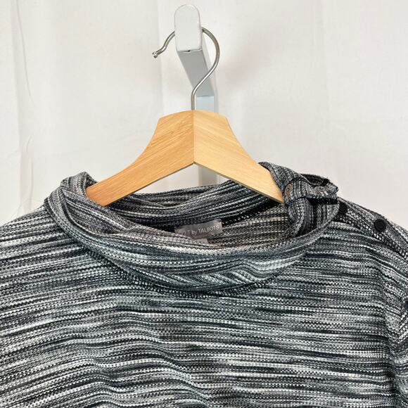 T by TALBOTS Size XL Snap Mock Turtleneck Top Thermal Pullover Spacedye Gray - Picture 6 of 11